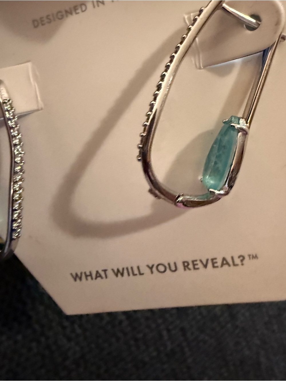 Teardrop Earrings with Aqua Stones - Picture 4 of 4